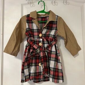 🎀 Plaid Button-Front Dress